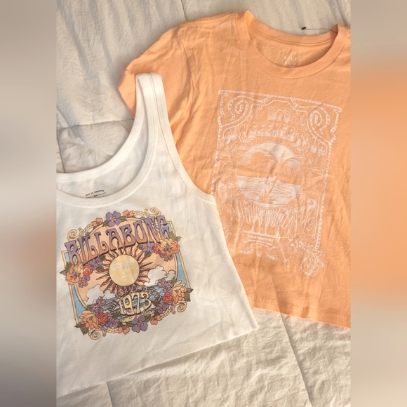 Billabong Lot Of 2 Cropped Tee/Tank Size Large XL - Picture 1 of 3